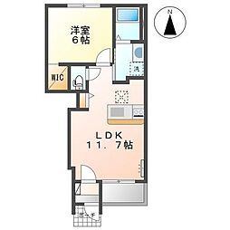 新居浜グランメゾン 1階1LDKの間取り