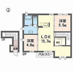 シャーメゾンlaverie 2階2LDKの間取り