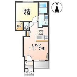 新居浜グランメゾン 1階1LDKの間取り