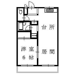 グラッドハウスI 1階1LDKの間取り