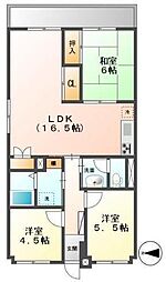 アサヒパレス庄内 3LDKの間取図画像