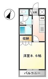 プランドール萩生 1Kの間取図画像