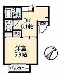 シャーメゾン久保田 1DKの間取図画像
