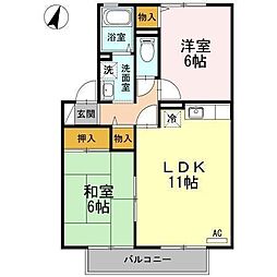 クレールメゾンB 2LDKの間取図画像