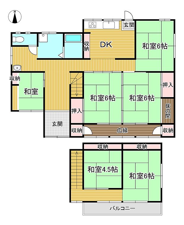 新居浜市本郷 一戸建(6DK)の間取り