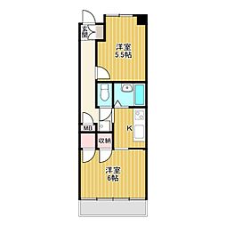 サンワタチバナNo.6 2Kの間取図画像