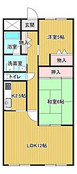 スカール喜多川A棟 2LDKの間取図画像