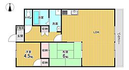 コスモハイツ2 2LDKの間取図画像