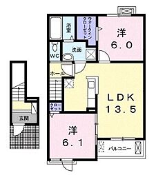 ヒトヤスミB 2LDKの間取図画像