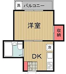 森本レジデンス 1DKの間取図画像