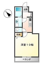 プランドール・三津屋 1Kの間取図画像