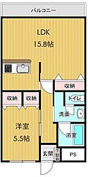 Saijo駅前ロードタウン 1LDKの間取図画像