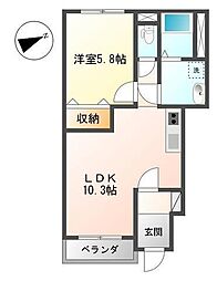 ミルキーハウス 1LDKの間取図画像