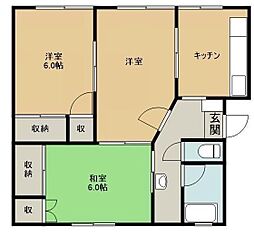 冨士鐵工八丁マンション 3DKの間取図画像