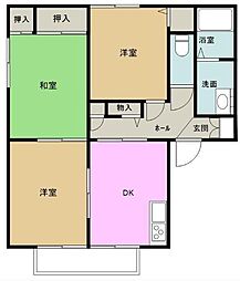 フォレストガーデンA 3DKの間取図画像