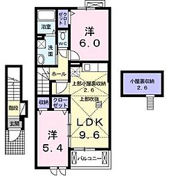Aqua・Clement弐番館 2LDKの間取図画像