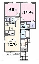 ヴィレッジ・ジュークD 2LDKの間取図画像