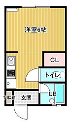 サンハイツ 1階1Kの間取り