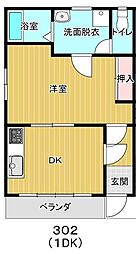 Ｆビル 3階1DKの間取り