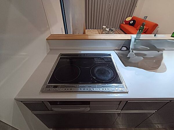 IHヒーター採用のシステムキッチンは、凹凸が少なくお掃除も簡単。美しい状態を長く保てるので、毎日のお料理が楽しくなります。家族の顔を見ながら作業できる開放的な空間で、会話も弾むはず。
