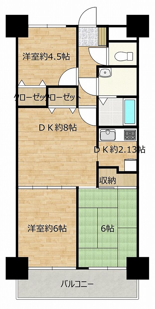 ライオンズマンション新居浜徳常町(3DK) 7階の間取り