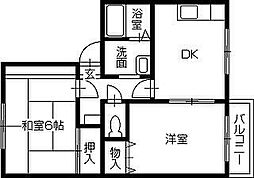 コーポラスタウニィ 2DKの間取図画像