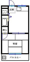 キャッスル青山 2階1DKの間取り