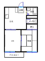 コーポ馬渕A 2DKの間取図画像