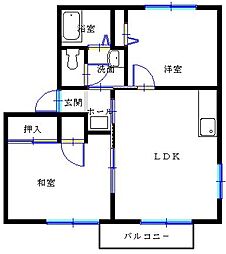 ファミール長友C棟 2LDKの間取図画像