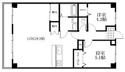 オレンジコート高松北棟 2LDKの間取図画像