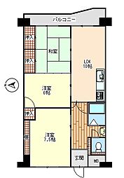 労住協第11ビル京町マンション 3LDKの間取り