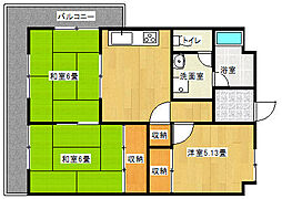サンロイヤル欄振留 3DKの間取図画像