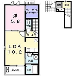 アイリス・テル 205 2階1LDKの間取り