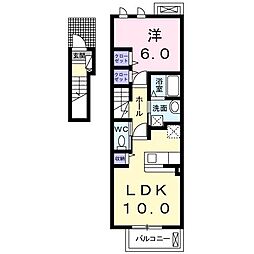 カーサ・フェリーチェＴＫ1 202 2階1LDKの間取り