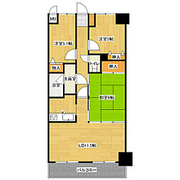 スカール喜多川A棟 3LDKの間取図画像