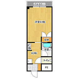 ラ・トゥール西条 1Kの間取図画像