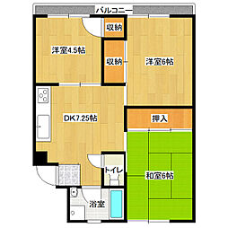 コートタウンふそう 3DKの間取図画像