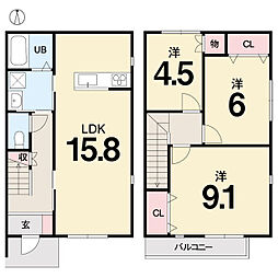 BelleVie  TAKATSU  A棟 3LDKの間取図画像