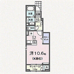 ラビアンローズ 106 ワンルームの間取図画像