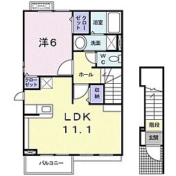 ローズ　クォーツ 201 2階1LDKの間取り