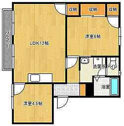 メゾントレビ2 2LDKの間取図画像