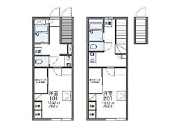レオパレストレーゾール 1Kの間取図画像