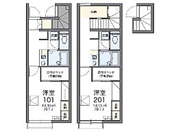 レオパレスセジュール2 1Kの間取図画像