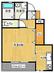 ブランノワール新田町 1Kの間取図画像