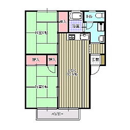 ハイブリッジセジュール 2LDKの間取図画像