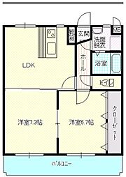 リアン田の上 2DKの間取図画像