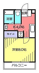 Sコート南元町／高知市南元町／1K／駐車場込 2階1Kの間取り