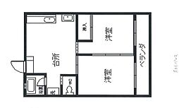 スカイパレス二葉 2DKの間取図画像