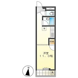高知市大川筋2　1R　5F（仲介手数料50％割引etc） 5階ワンルームの間取り