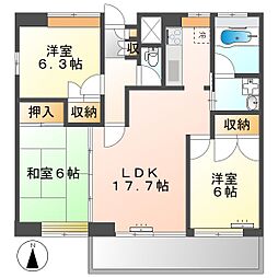 高知市青柳町 3LDK 2F(初期費用減額CP) 2階3LDKの間取り